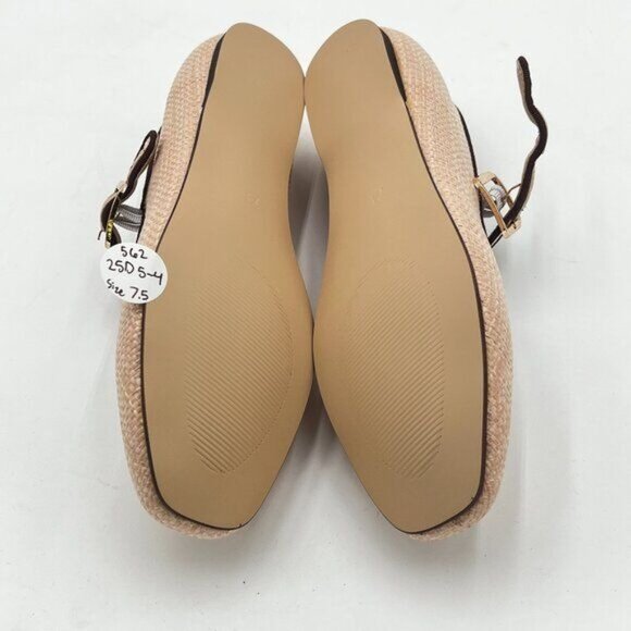 miss left Nude Comfort Buckle Strap Mary Janes Round Toe Ballet Flats - Picture 6 of 7